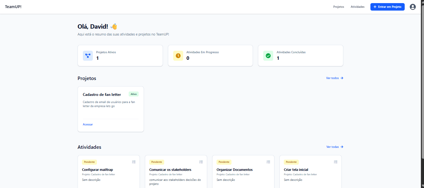 Screenshot do projeto TeamUP!