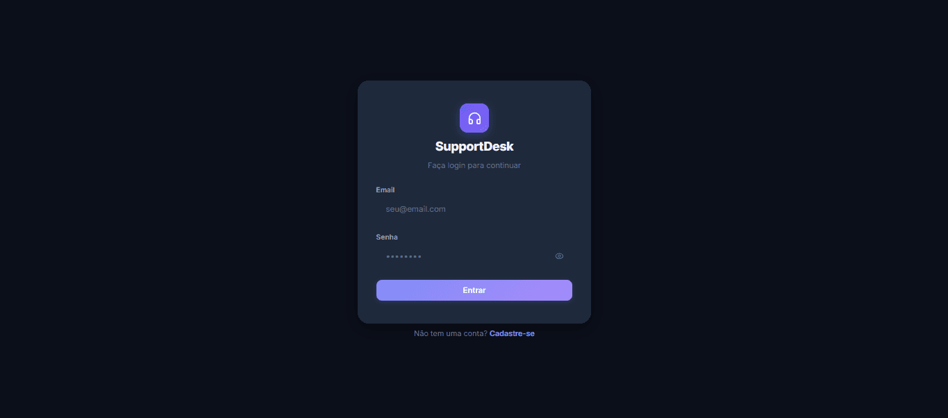 Screenshot do projeto SupportDesk